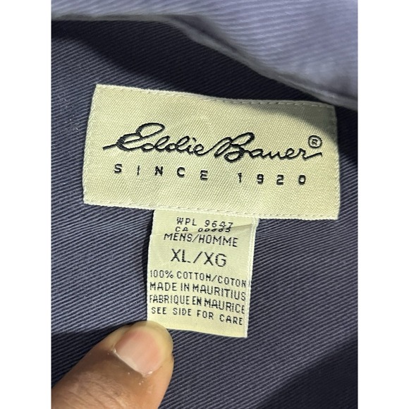Vintage Eddie Bauer Shirt Men's Size XL Tall MT Blue Long Sleeve - Picture 8 of 16
